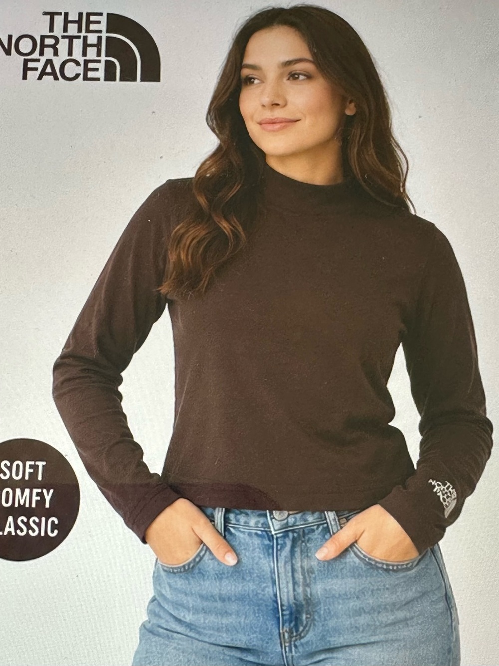 THE NORTH FACE BROWN MOCK NECK LONG SLEEVE TOP (S)
